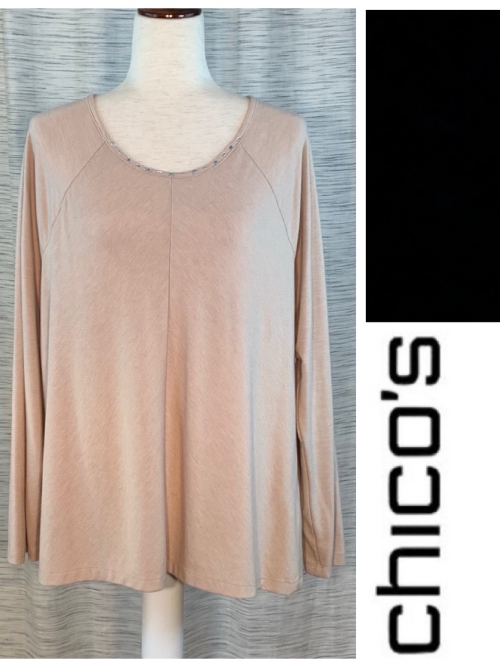 Chico’s cream long sleeve pullover blouse.